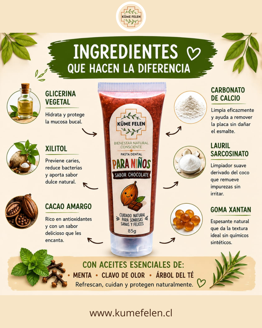 Pasta Dental Natural para Niños Sabor Chocolate | Küme Felen
