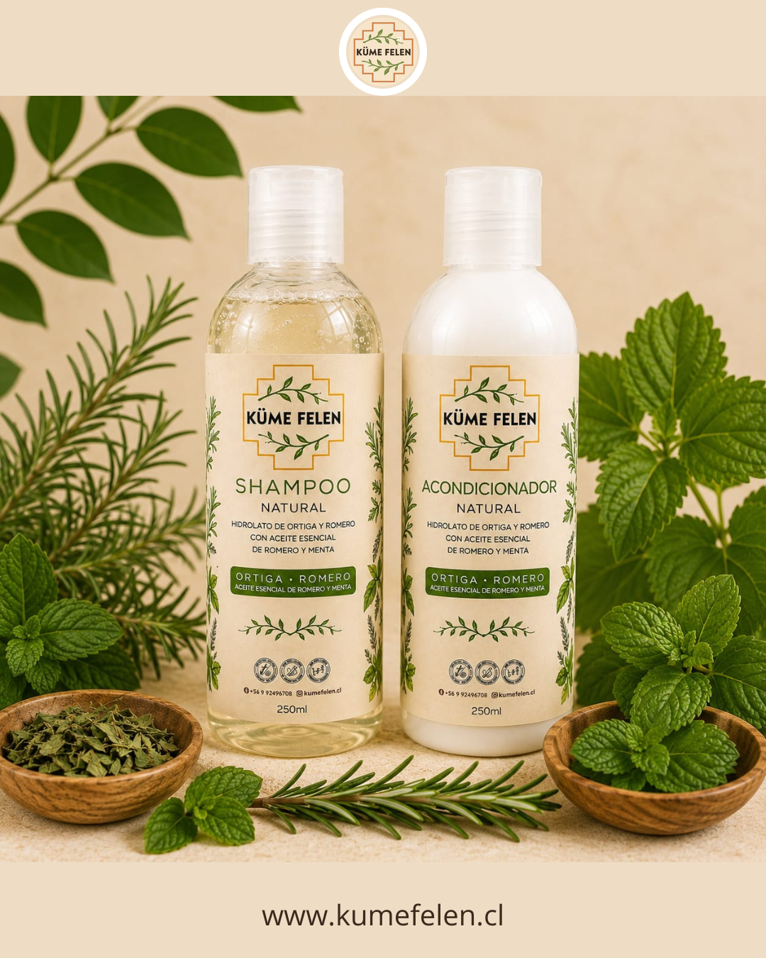 Shampoo y Acondicionador Anticaída Natural Küme Felen